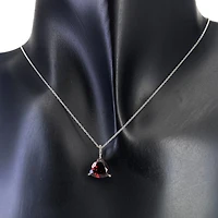 10K White Gold 2.95cttw Garnet Pendant with Rolo Chain - 18 Inches