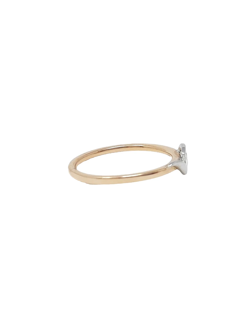 10K White & Rose Gold 0.20cttw Pear Cut Diamond Ring, size 6.5