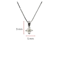 14K White Gold 0.13cttw Princess Cut Canadian Diamond Solitaire Pendant, 18"