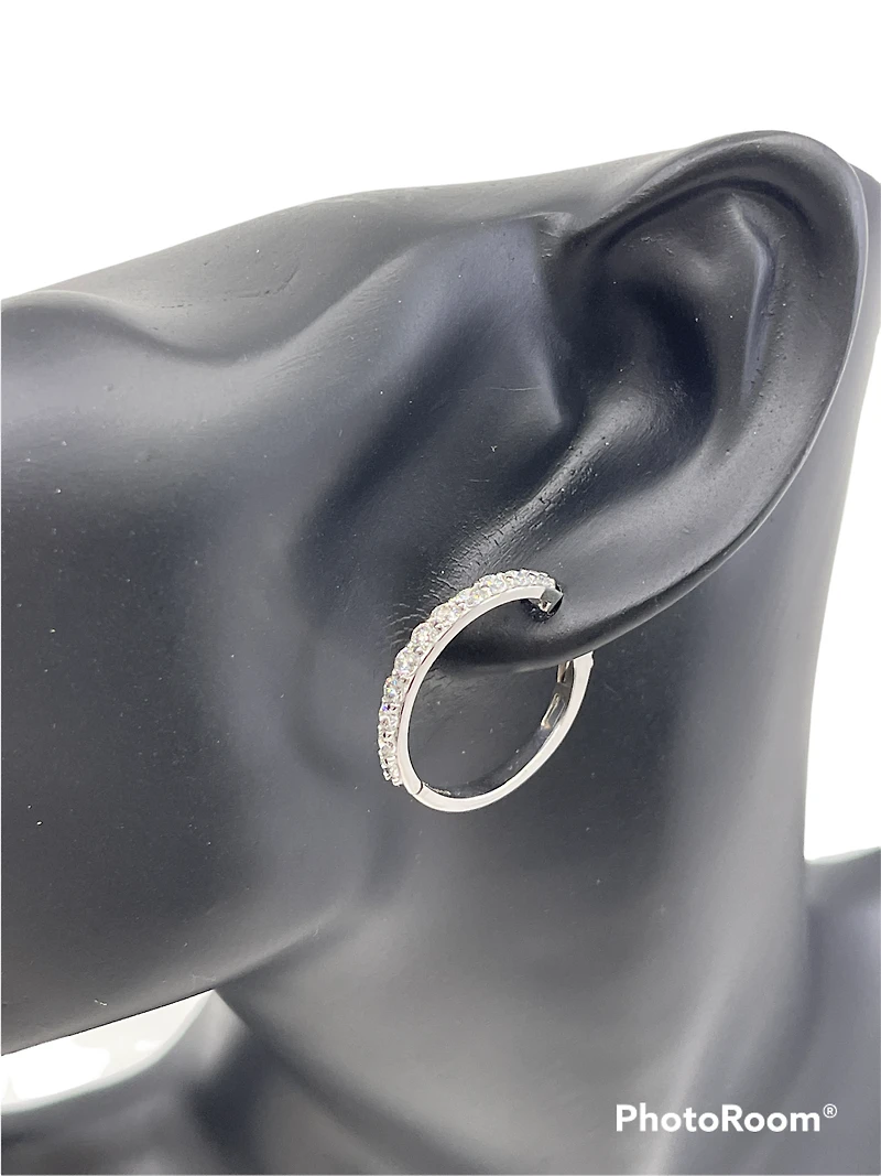 14K White Gold 1.00cttw Lab Grown Diamond Huggies - 21mm