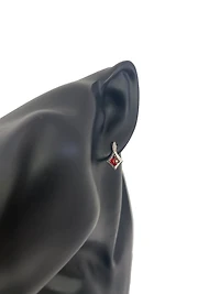 10K White Gold Garnet Stud Earrings