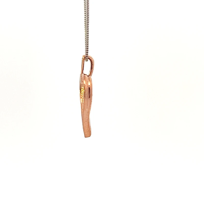 10K White and Rose Gold 0.008 cttw Diamond Heart Pendant, 18"