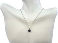 10K White Gold 1.00cttw Created Alexandrite & 0.01cttw Diamond Pendant, 17"
