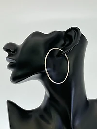 10K White Gold 60mm Sleeper/Keeper/Hoop Earrings