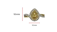 18K White & Yellow Gold 0.68Cttw Fancy Diamond Pear Cut Engagement Ring
