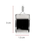 10K White Gold Engraveable Bevelled Edge Rectangular Charm - 20mm x 10mm