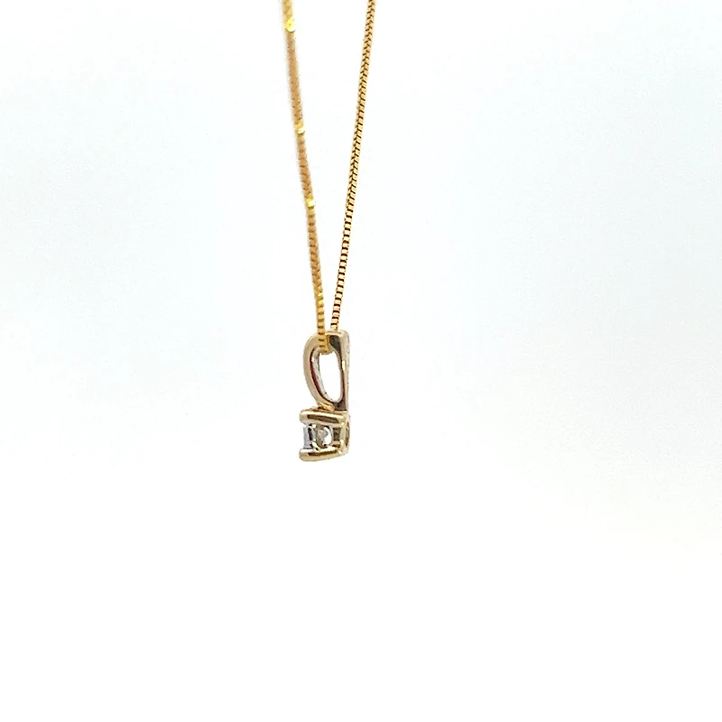 10K Yellow Gold 0.03 cttw Diamond Illusion Set Solitaire Pendant, 18"
