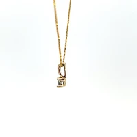 10K Yellow Gold 0.03 cttw Diamond Illusion Set Solitaire Pendant, 18"