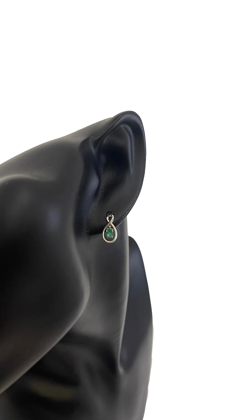 10K White Gold 0.40cttw Oval Cut Emerald Earrings