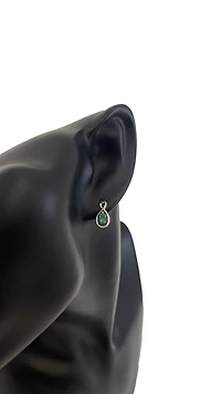 10K White Gold 0.40cttw Oval Cut Emerald Earrings