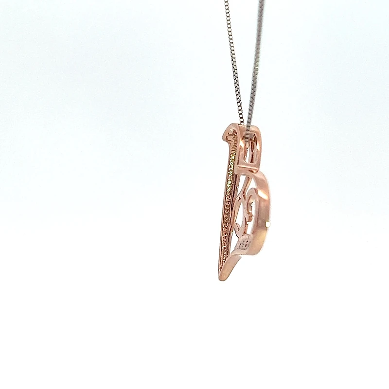 10K White and Rose Gold cttw Diamond Heart Pendant