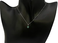 10K White Gold Emerald Pendant, 18"