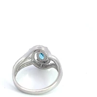 925 Sterling Silver Blue Topaz & Diamond Ring - 4.5