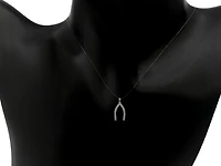 10K White Gold Cubic Zirconia Wishbone Charm - 15mm x 8mm