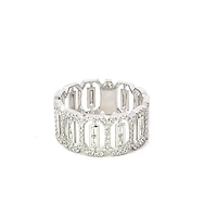 14K White Gold 0.39cttw Diamond Round and Baguette Cut Ring
