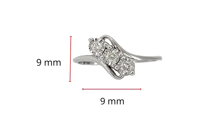 10K White Gold 0.15cttw Illusion Setting Diamond Ring - Size 6.5