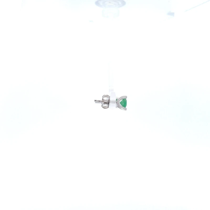 10K White Gold Genuine Emerald Earrings