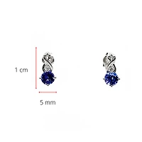 10K White Gold 1.10cttw Genuine Tanzanite & 0.012cttw Diamond Earrings
