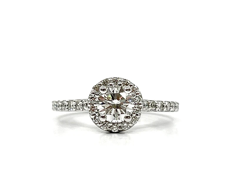 14K White Gold 1.16cttw Diamond Halo Engagement Ring - Natural Diamond / 4.5