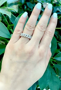 10K White Gold 0.50cttw Diamond Miami Cuban Link Ring / Band, size 6.5