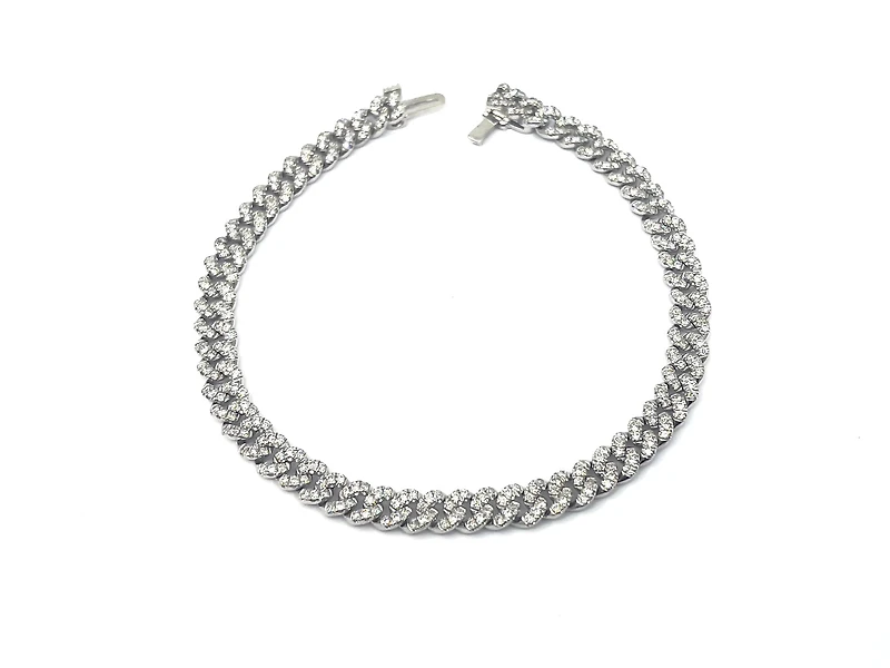 10K White Gold 2.00cttw Miami Cuban Link Tennis Bracelet - 7.25"