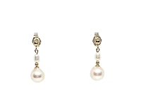 14K Yellow Gold Cultured Pearl Drop Earrings
