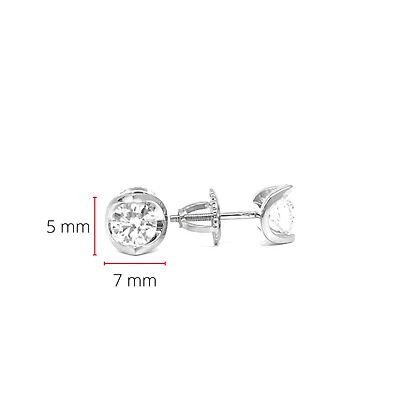 14K White Gold 0.50cttw Canadian Diamond Mezza Luna Earrings with Screw Backs