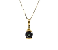 10K Yellow Gold 1.00cttw Created Alexandrite and 0.01cttw Diamond Necklace, 18"