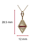 14K Rose Gold Ruby, Mother of Pearl and Diamond Necklace, 18"