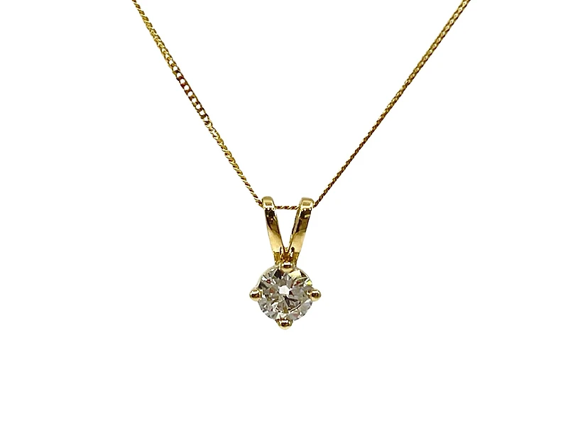 14K Yellow Gold 0.25cttw Diamond Solitaire Necklace - 18 Inches