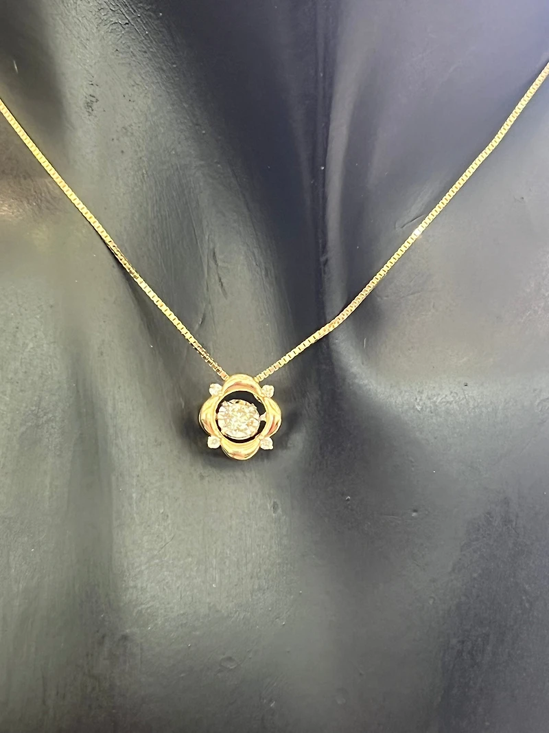 10K Yellow Gold 0.25 cttw  Diamond  Pulse Pendant, 18"