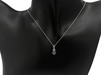 10K White Gold 0.45cttw Genuine Tanzanite & 0.01cttw Diamond Pendant - 18"