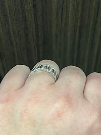 14K White Gold 0.39cttw Diamond Round and Baguette Cut Ring