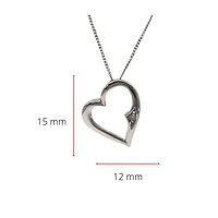 10K White Gold 0.01cttw Diamond Heart Necklace, 18"