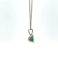 10K White Gold Emerald Pendant, 18"