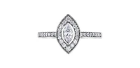 10K White Gold 0.18cttw Marquise Cut Diamond Halo Engagement Ring - / 4.5