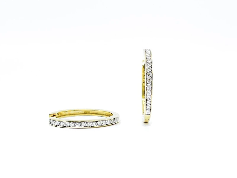 10K Yellow Gold 0.15cttw Diamond Hoop Earrings