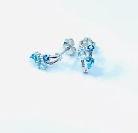 Blue Topaz, Aquamarine & Diamond Earrings