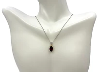 10K White & Yellow Gold Garnet and Diamond Pendant, 18"