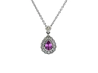 18K White Gold 0.47cttw Pink Sapphire with 0.25cttw Diamond Necklace - 16 Inches