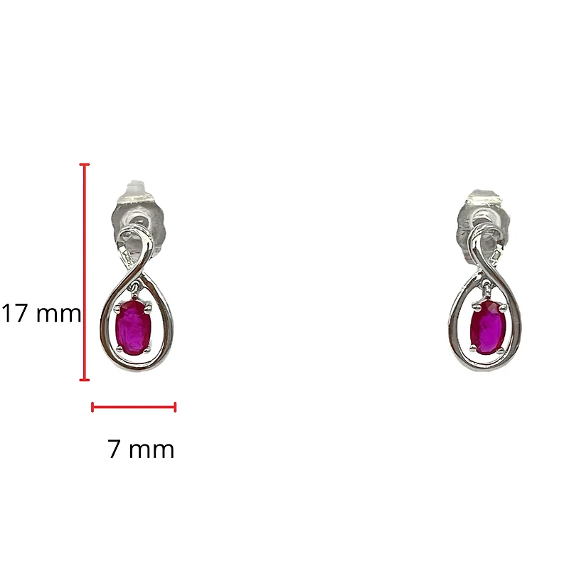 10K White Gold Oval Shape Ruby Stud Earrings