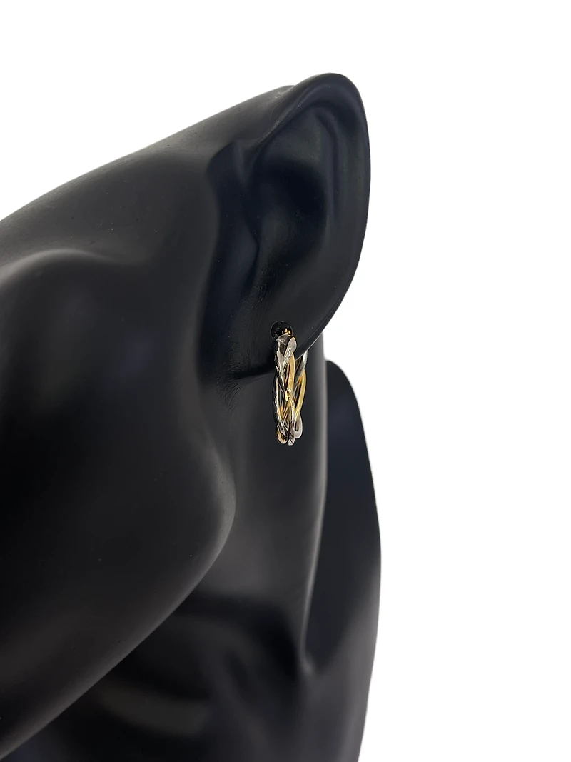 10K 2 Tone Gold 25mm Braided / Woven Earrings