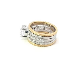 14K White & Yellow Round Brilliant Cut Diamond Ring - Mount Only (No centre diamond) / Gold