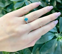 10K White Gold 0.75cttw Genuine Australian Doublet Opal and 0.02cttw Diamond Ring, size 7