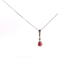 10K Yellow Gold 0.02 cttw Diamond and Garnet Pendant, 18"