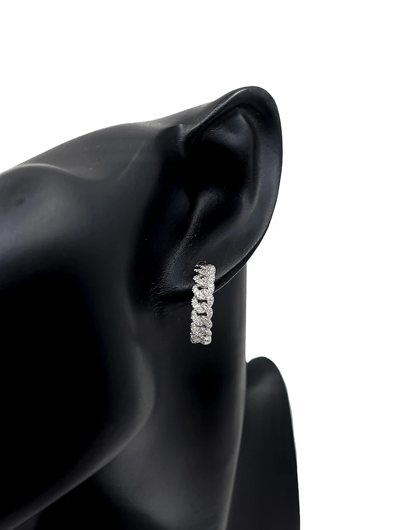 10K White Gold 0.66cttw Miami Cuban Link Diamond Earring