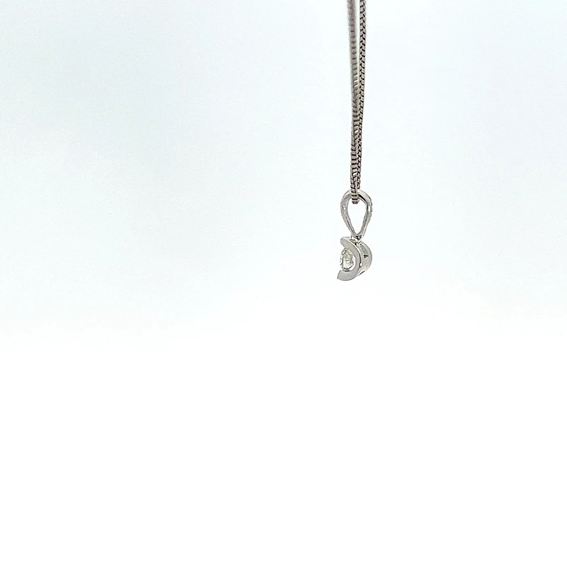 10K White Gold 0.04 cttw Diamond Solitaire Mezza Luna Pendant, 18"