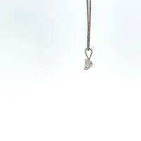 10K White Gold 0.04 cttw Diamond Solitaire Mezza Luna Pendant, 18"
