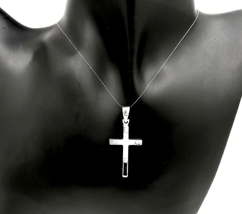 10K White Gold Cross Charm