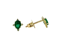 10K Yellow Gold 0.30cttw (4x3mm) Emerald & 0.04cttw Diamond Earring